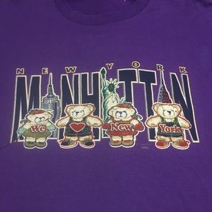 90s Vintage New York Manhattan Bears Purple Shirt